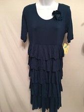 VESTIDO BELLA BIRD SHOPAHOLIC TAPENADE Azul Marino CAPA VOLANTES Grande