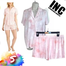 NWOT INC Women's S Printed Knit Pajama Shorts Set Pink Tie-Dye 100117207WN $60
