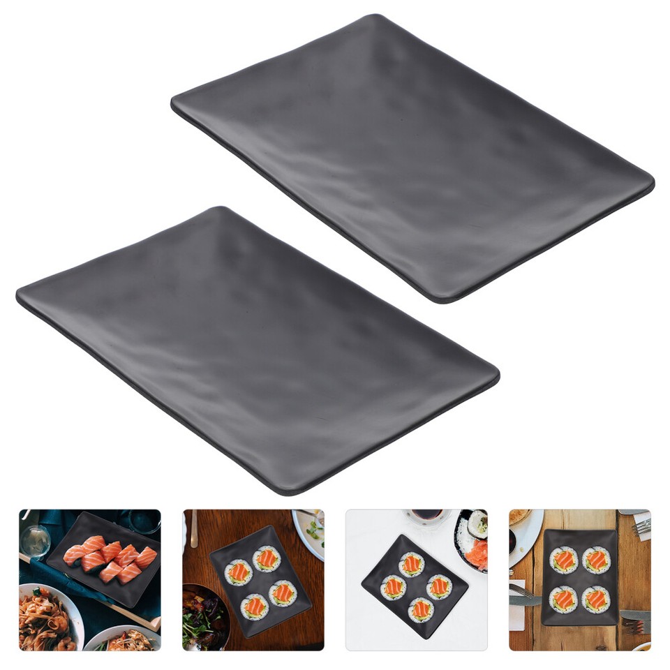 2Pcs Dining Table Rectangular Porcelain Snack Plates Sushi Container ...