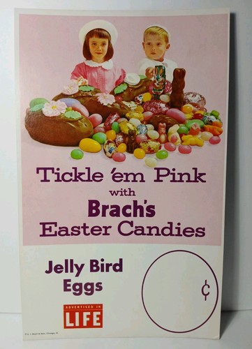 1962 1960s Vintage Easter Vintage Brach's Easter Candy Advertising Sign Boy Girl
