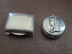 Vintage Art Deco Mini Pill Snuff Box Lot Lady of Lourdes/ Rectangular Hinged Box