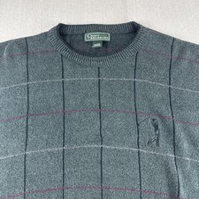 Vintage Croft Barrow Sweater Mens XL Gray Check Made in USA Golf Sweatshirt Top