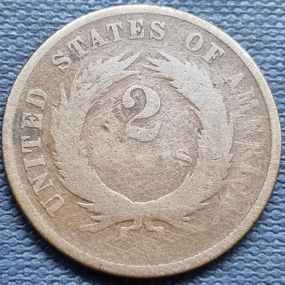 1872 Two Cent Piece 2c RARE Key Date Circulated #95983 - Image 2 of 2