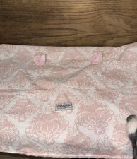 Carseat Canopy Pink & White Damask With Minky Dot Backing for Infant Car Seat