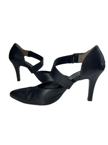 Paul Green Heels Size US 6.5-7 Black Leather Pointed Toe Mary Jane Stiletto Gigi