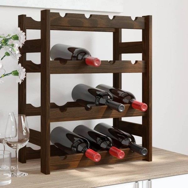 Weinregal FüR 16 Flaschen Braun Massivholz Kiefer-image