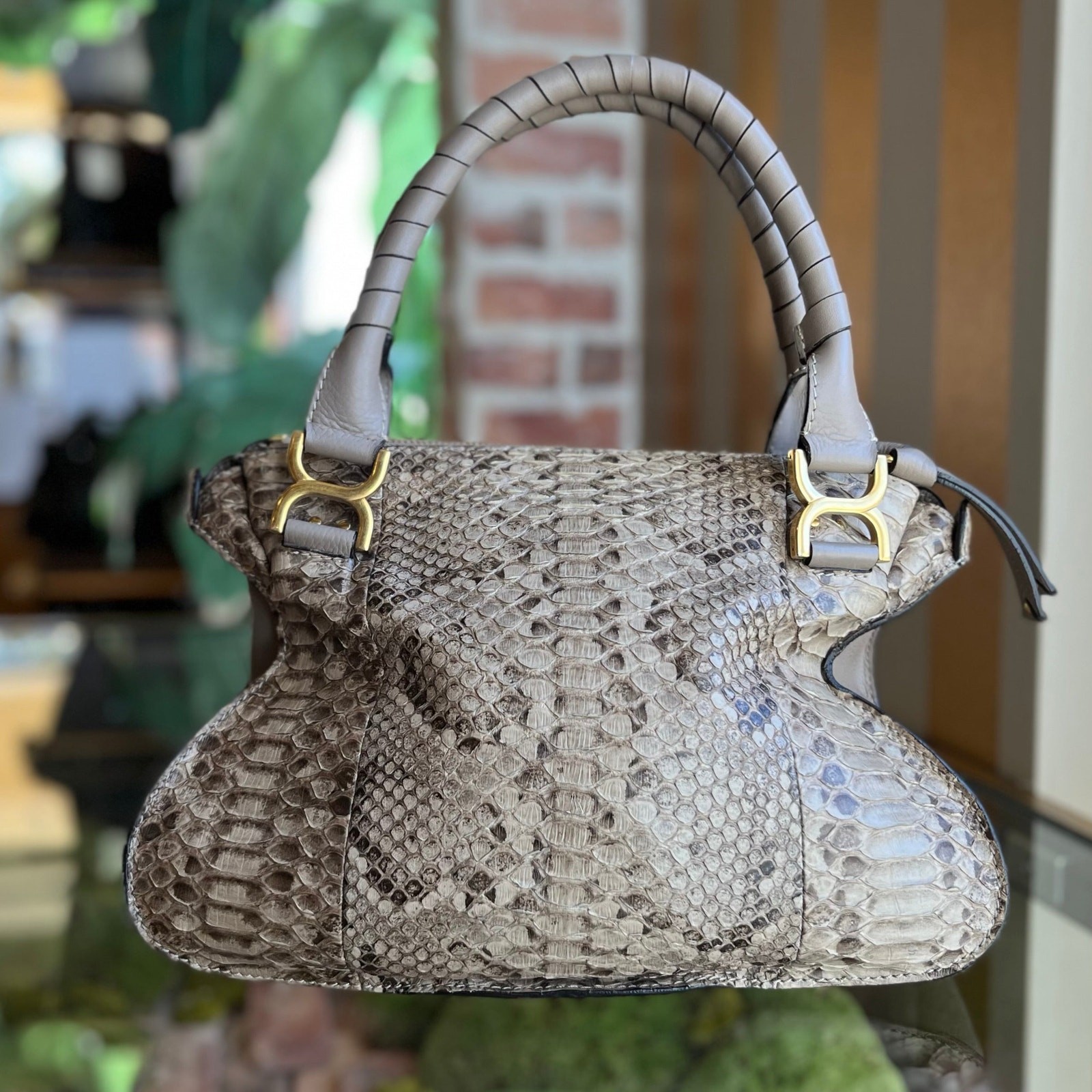 CHLOE Marcie Double Python Skin Leather Handbag - image 3