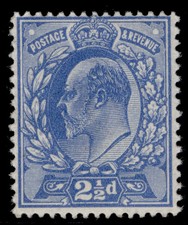 GB EDVII SG283 SPEC M18(2), 2½d bright blue, NH MINT. Cat £50.