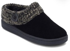 Clarks Suede Leather Indoor Outdoor Slippers Collar Clog Plush Faux Fur Lining 6