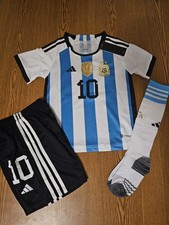 Youth Kid Lionel Messi #10 Argentina Home SoccerJersey & Short Set Sizes 10-11