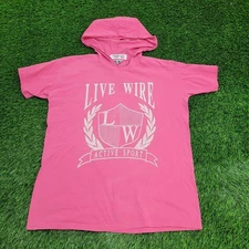 Vintage Live-Wire Active Sports Hooded Shirt Womens XL 23x28