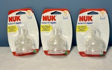Nuk Perfect Fit Baby Bottle Nipple 6 Month Fast THREE 6 Total NEW Silicone