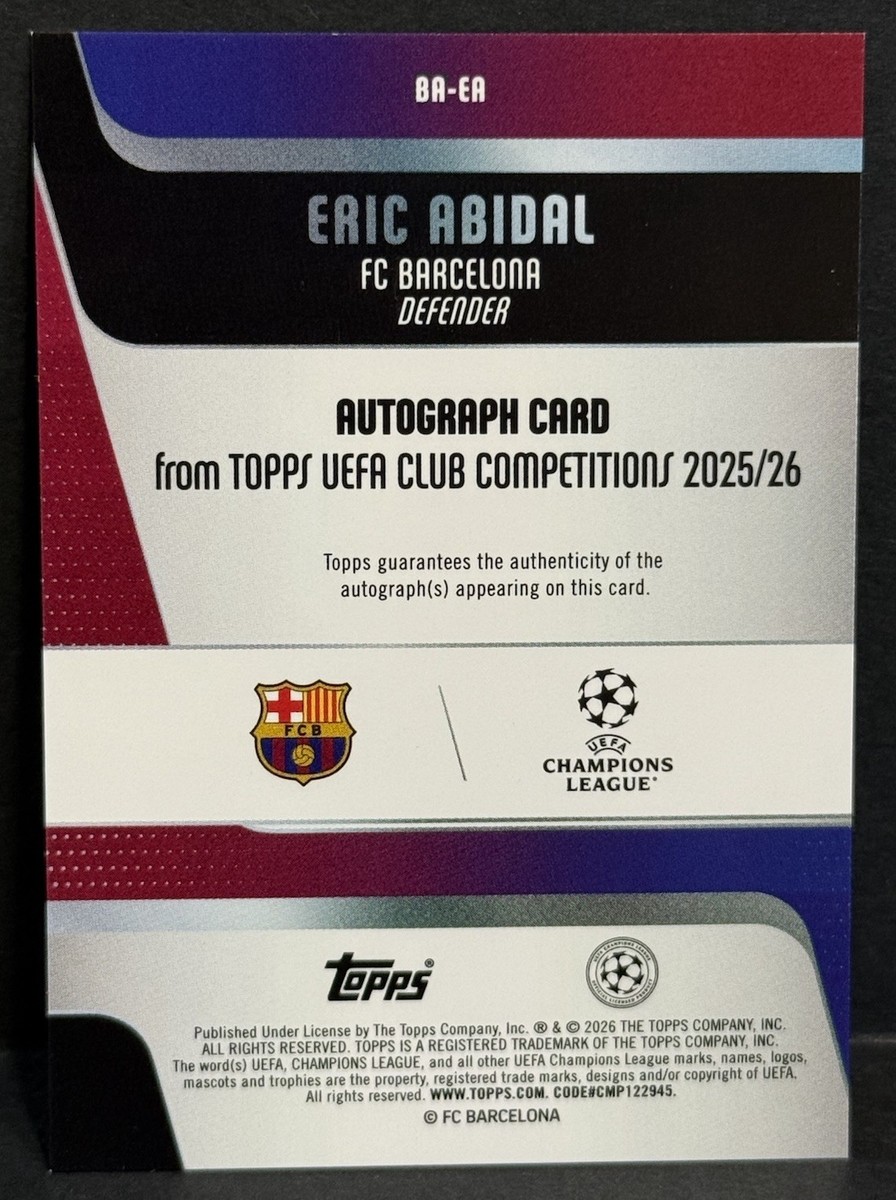 2025-26 Topps UEFA Club Competitions Barcelona Eric Abidal Auto