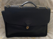 JACK GEORGES Black Leather Briefbag Messenger Bag Courier Business Bag