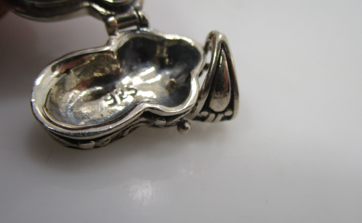 Cross Scroll Small Locket Memory Box Sterling Pen… - image 10