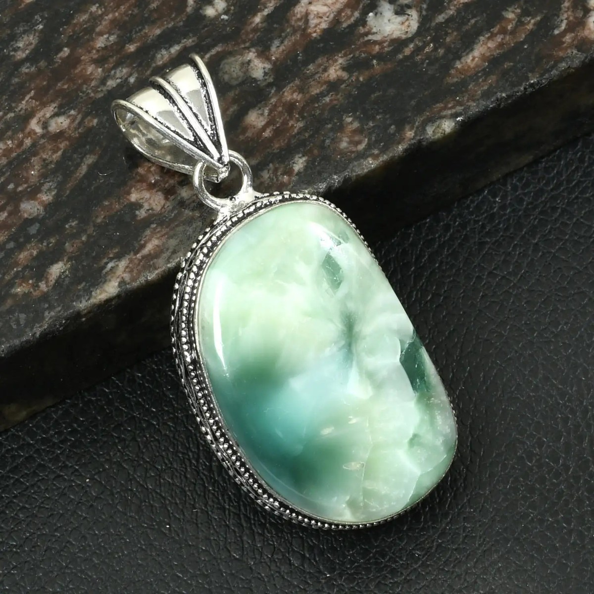 Hemimorphite Larimar Gemstone Antique Design Pendant Jewelry Gift