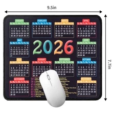 Stitched Edge Mouse Pad, Non-Slip Rubber Base, Smooth, calendar 2026