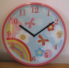 Kiddiwinks Rainbows and Butterflies Wall Clock