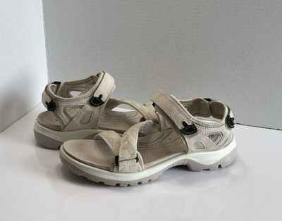 ECCO Yucatan Coast Sport Hiking Walking Sandal Womens Sz 10 Beige Nubuck Leather