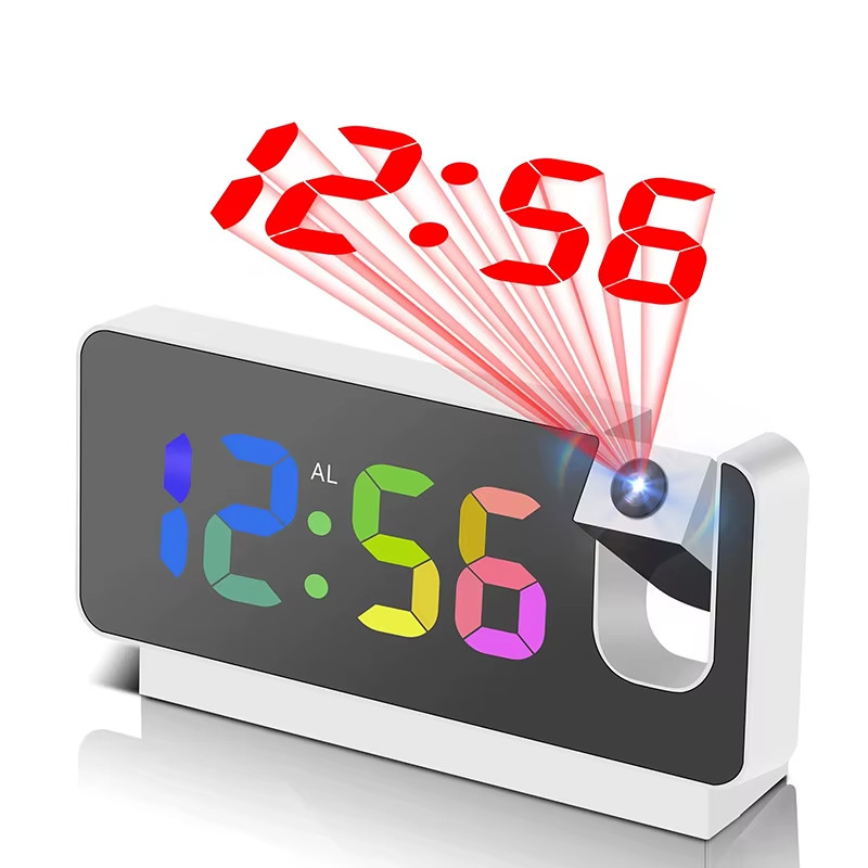 Réveil à projection plafond et horloge de bureau à grand écran LED