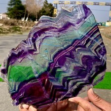 Dalle cristal de quartz fluorite colorée naturelle 681G réparation énergie spirituelle