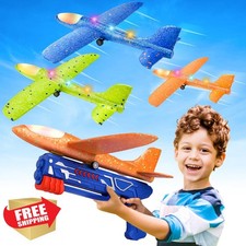 Fuwidvia 3 LED Foam Airplane Launcher 13.2" Glider 2 Modes Outdoor Flying Toy