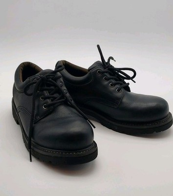 Vintage BASS Mens Sz 8.5 M Oxfords Shoes Plain Toe Casual Black Leather Upper 