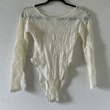 VTG Floral Lace Fairy Coquette Feminine Long sleeve Bodysuit Fit Women  s Small