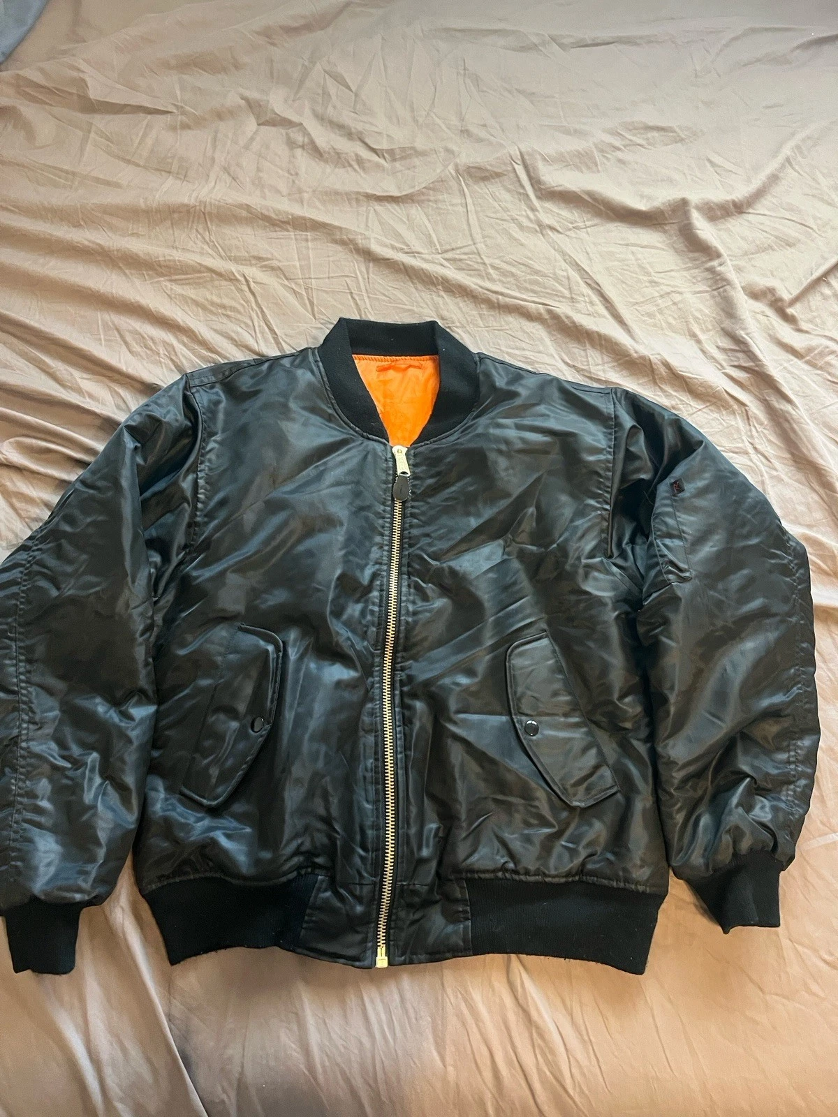 Men’s ROTHCO Flyers Jacket USAF Black Full Zip MA-1 Size Medium Vintage Rare image 1