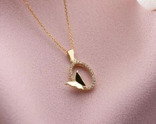 Real Moissanite 2.00Ct Round Cut Women's Beauty Pendant 14K Yellow Gold Plated