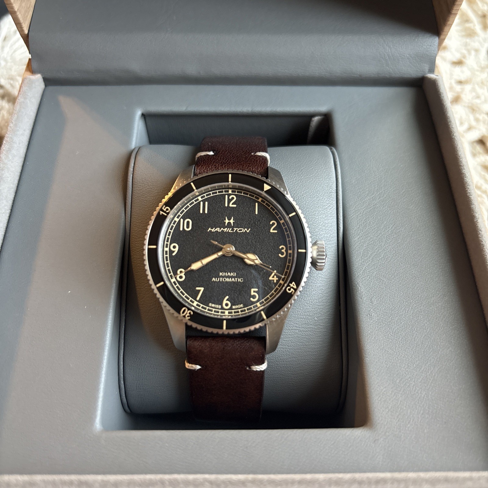 Hamilton Khaki Aviation Black Pilot Pioneer Automatic Pilot Watch H76205530 Mint