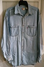 Vintage Levi's Shirt Red Tab Denim Long Sleeve Button Front - Mens Medium