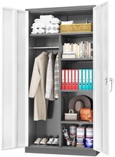 72 Steel Storage Wardrobe, Metal Storage Cabinet with 2 Doors