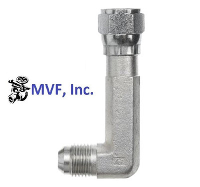 3/4'' Male JIC x 3/4'' Female JIC 90° Swivel Elbow Long Plated Steel 6500-L-12-12