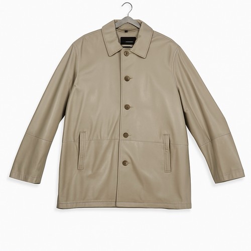 Alessandro Manzoni Men’s 52 Genuine Leather Jacket Coat Beige Tan Italy