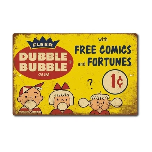 TIN SIGN Double Bubble Gum Sign Vintage Look Retro Metal Tin Sign Gum Décor