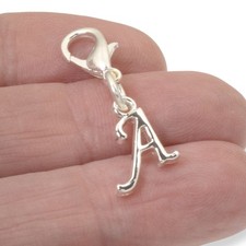 Letter "A" Clip-On Charm - Silver Bag Charm - Initial Pendant  Lobster Clasp