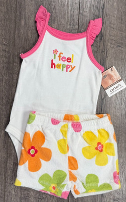 Baby Girl Clothes New Vintage Carter's 3 Month 2pc I Feel Happy Outfit