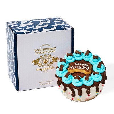 Pets, Blue Dog Happy Birthday Mini Cookie Cake, Blue, Peanut Butter Flavored,...
