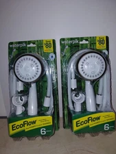 2 QtyWaterpik EcoFlow Powerspray Hand Showerhead 6 Sprays White Bathroom Shower 