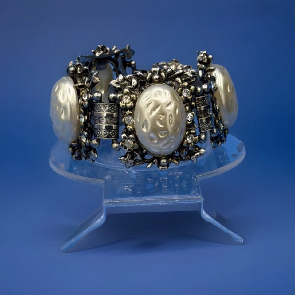 复古艺术装饰厚手链带巴洛克珍珠 — 第 3/4 张图片