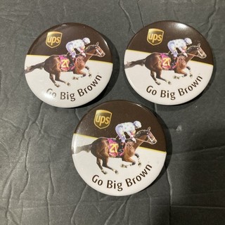 2008 Kentucky Derby&Preakness Stakes Champion Big Brown UPS Button Lot Of 3