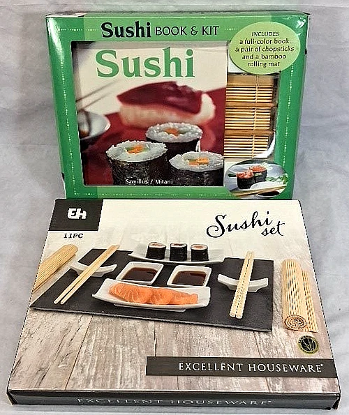 Sushi Book, Kit, & Serving Set Recipe Book Rolling Mat Full Service For Two
Opens in a new window or