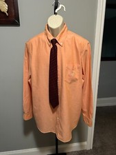 CHAPS ORANGE LONG SLEEVE BUTTON DOWN DRESS SHIRT LARGE NWT