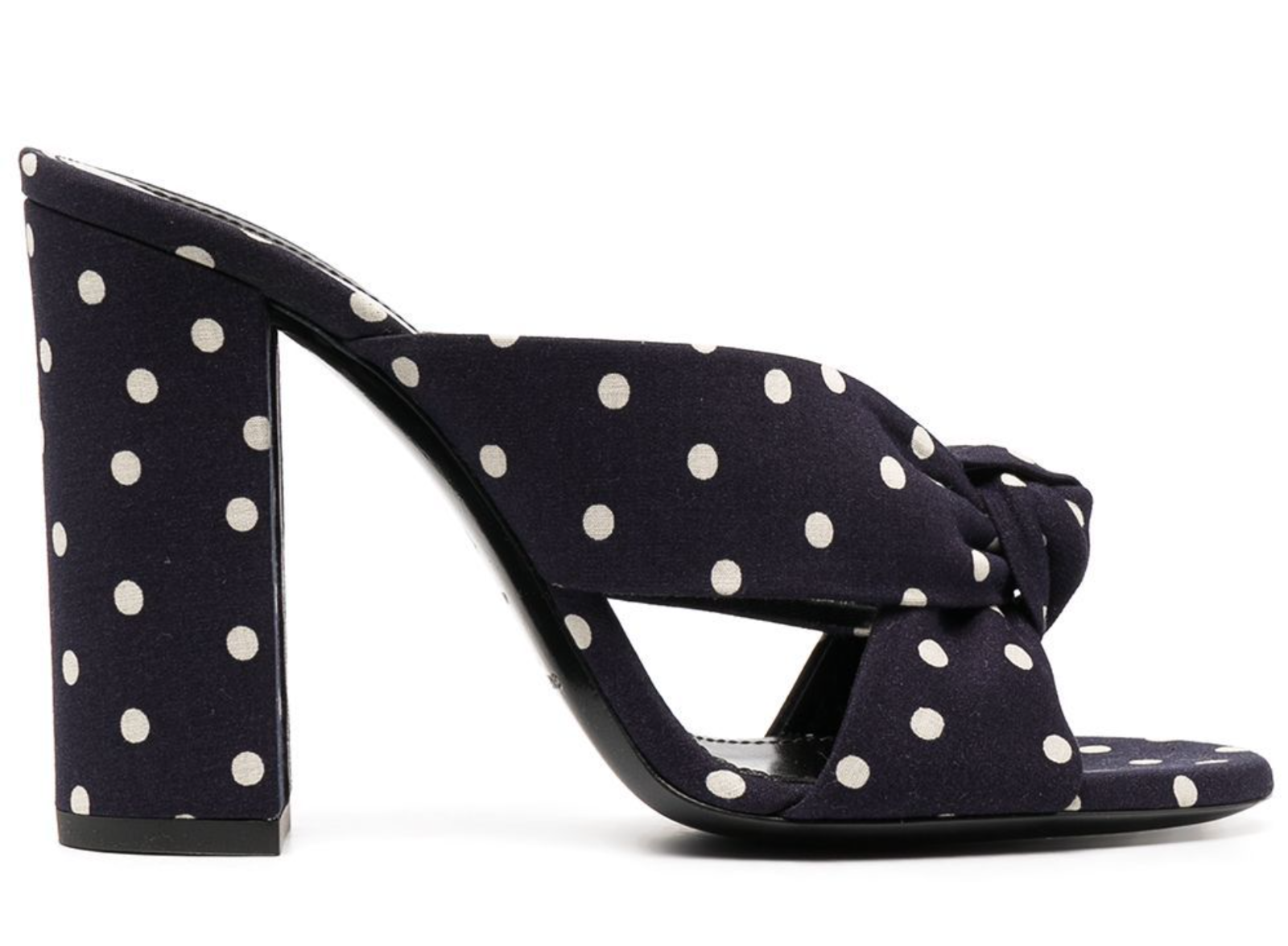 Sandali décolleté Saint Laurent Bianca blu navy a pois annodati mule taglia 37 7 $895