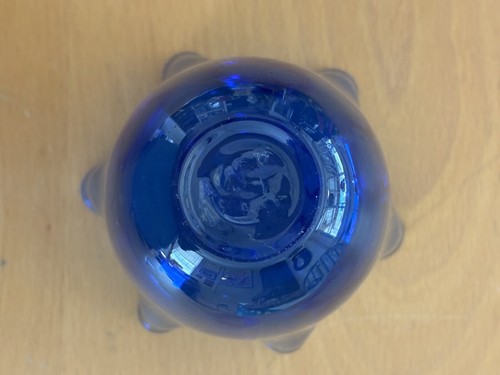 Hand Blown Cobalt Blue Handkerchief Vase 4.4” Top Opening 4.5” Tall - Picture 6 of 7