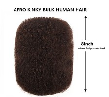 100 Human Hair Kinky Curly Afro Bulk For Dreadlock Extensions - Dark Brown
