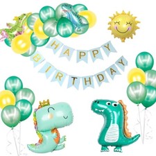 Cartoon Dinosaur Theme Balloons with Happy Birthday Banner Party Supplies