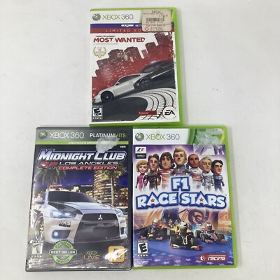 Need for speed Most wanted, Midnight Club Los Angeles, F1 Race Stars Xbox 360