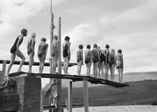 Black White Photo Jumping off the Diving Board  8x10  Reprint  A-22